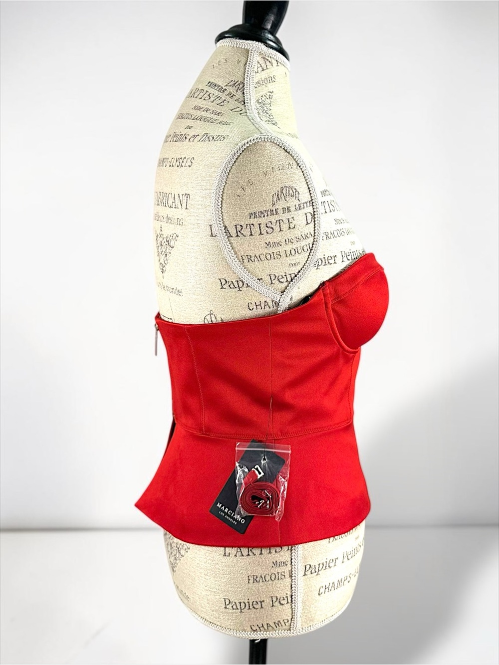 MARCIANO Red Satin Maura Bustier Peplum Corset Top Gold Zip Size 6 NWT - Picture 9 of 15